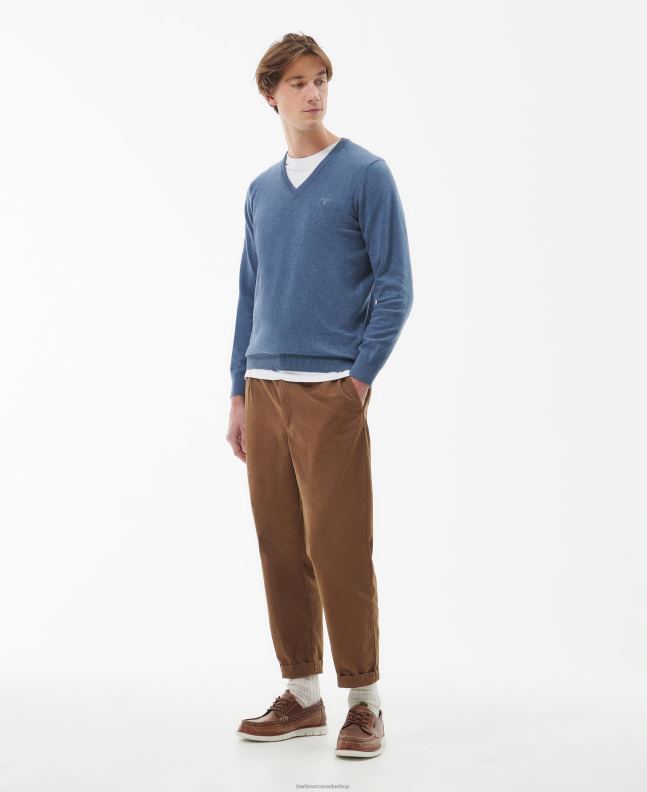 Barbour Clothing Men CobaLight Marl Pima Cotton V-Neck Sweater 2BB2F1097