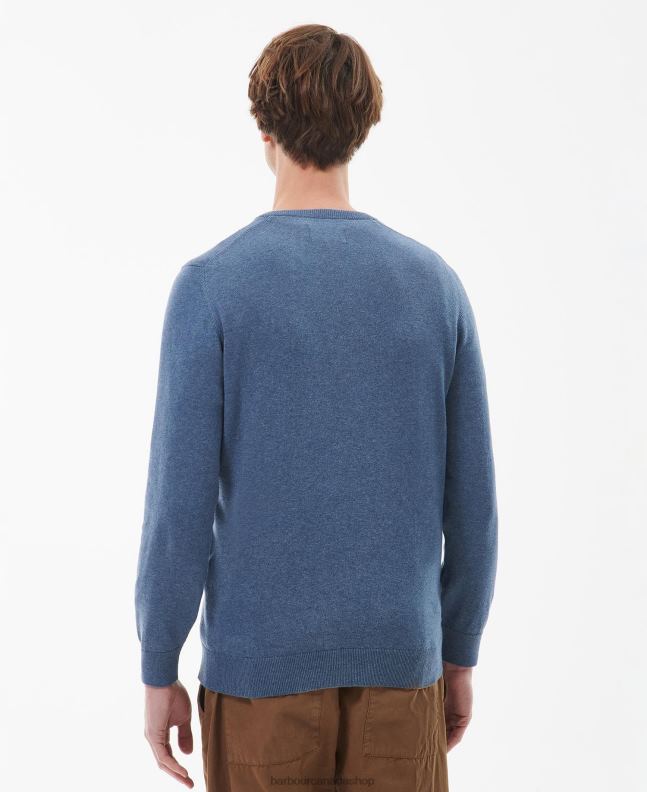 Barbour Clothing Men CobaLight Marl Pima Cotton V-Neck Sweater 2BB2F1097