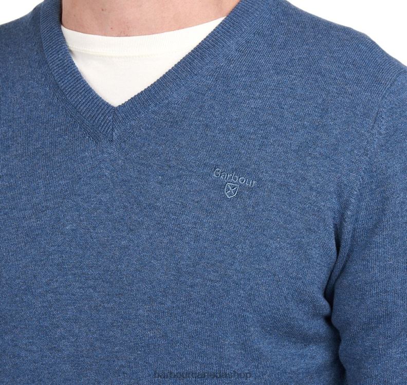 Barbour Clothing Men CobaLight Marl Pima Cotton V-Neck Sweater 2BB2F1097