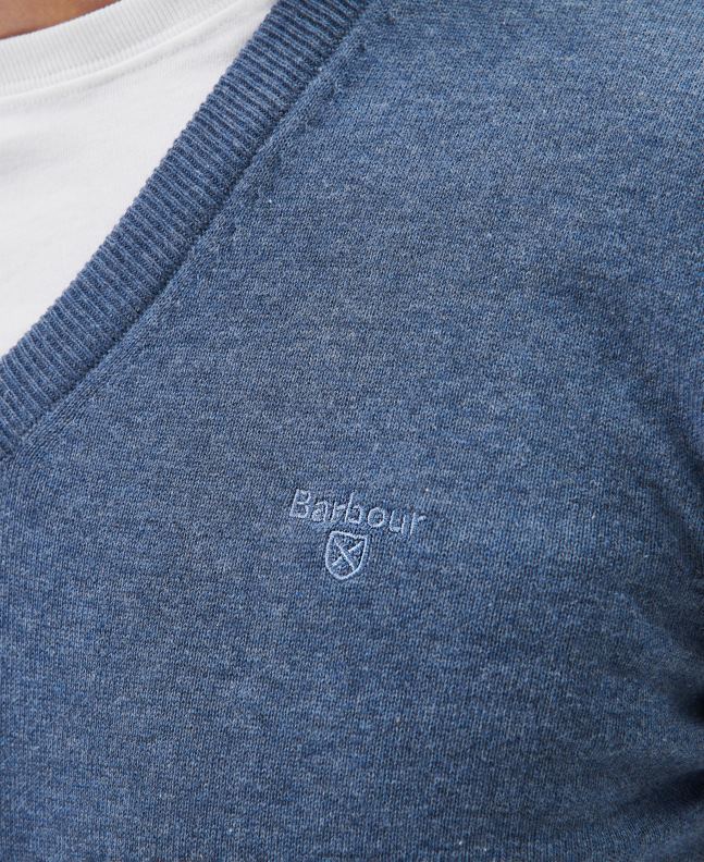 Barbour Clothing Men CobaLight Marl Pima Cotton V-Neck Sweater 2BB2F1097