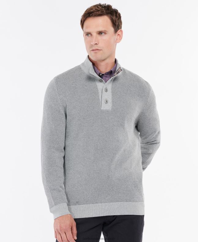 Barbour Clothing Men Grey Marl Malcolm Half Button Jumper 2BB2F1108