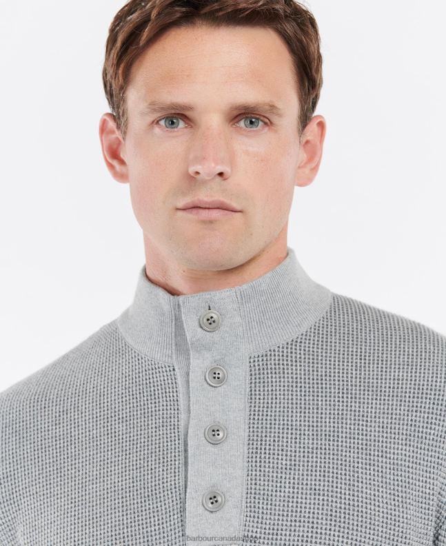 Barbour Clothing Men Grey Marl Malcolm Half Button Jumper 2BB2F1108