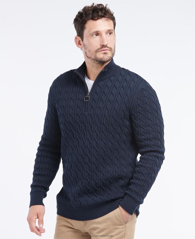Barbour Clothing Men Light Moss Cable Knit Half Zip 2BB2F1082