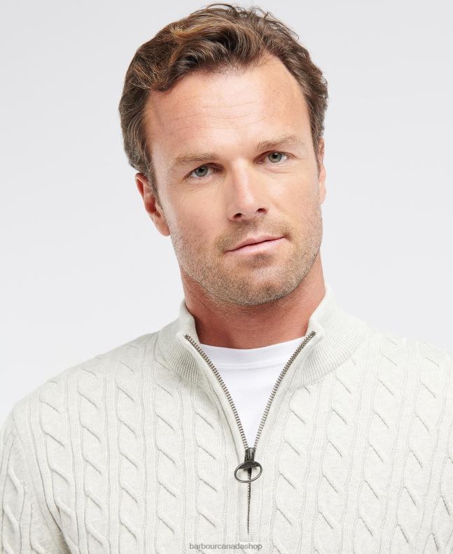 Barbour Clothing Men Light Moss Cable Knit Half Zip 2BB2F1090