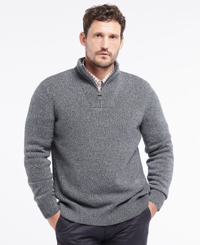 Barbour Clothing Men Navy Cotton Twist Nelson Half Zip 2BB2F1101