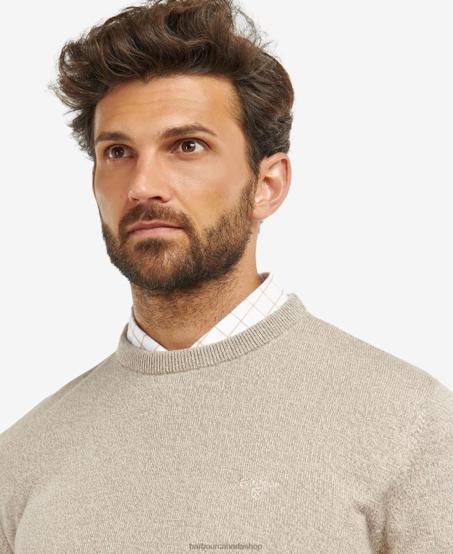 Barbour Clothing Men Olive Marl Firle Knitted Crew Neck Jumper 2BB2F1110