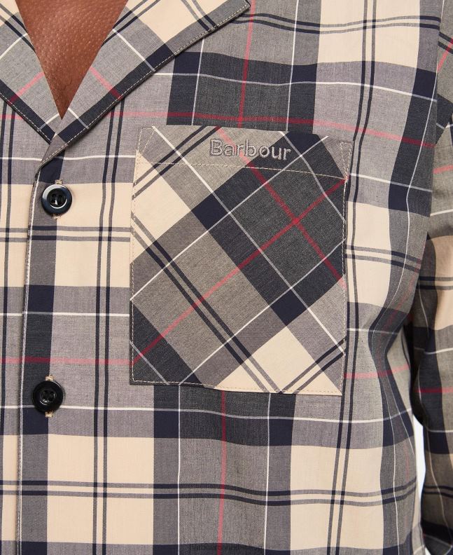 Barbour Clothing Men Summer Navy Tartan Carlisle PJ Set 2BB2F1242