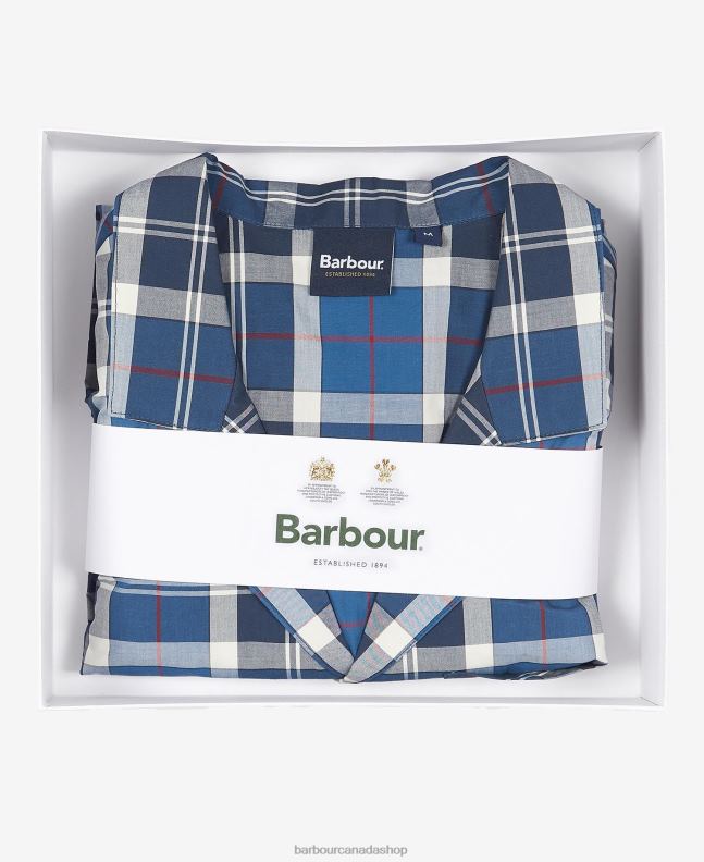 Barbour Clothing Men Summer Navy Tartan Carlisle PJ Set 2BB2F1244