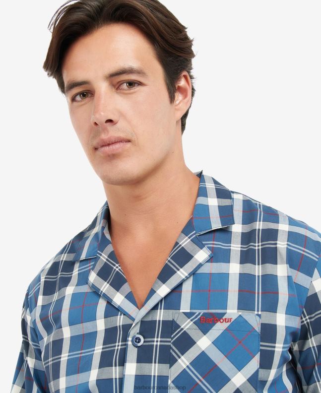 Barbour Clothing Men Summer Navy Tartan Carlisle PJ Set 2BB2F1244