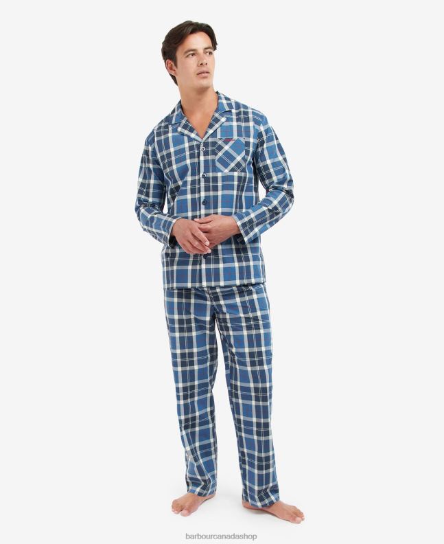 Barbour Clothing Men Summer Navy Tartan Carlisle PJ Set 2BB2F1244