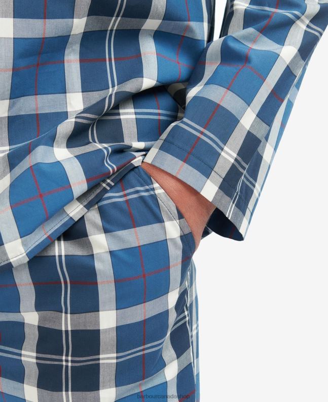 Barbour Clothing Men Summer Navy Tartan Carlisle PJ Set 2BB2F1244