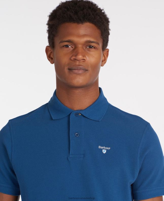 Barbour Clothing Men Atlantic Blue Sports Polo Shirt 2BB2F580