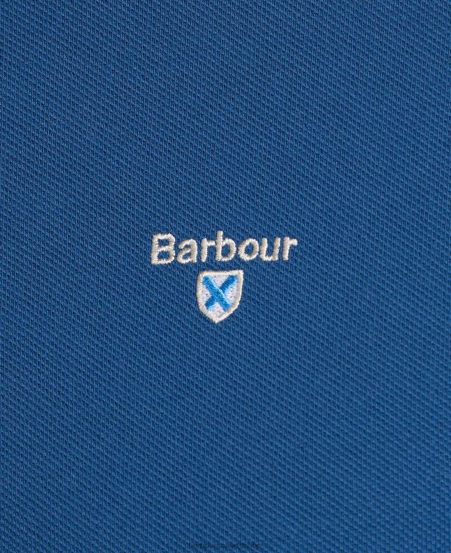 Barbour Clothing Men Atlantic Blue Sports Polo Shirt 2BB2F580