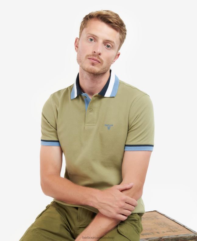 Barbour Clothing Men Bleached Olive Finkle Polo Shirt 2BB2F648