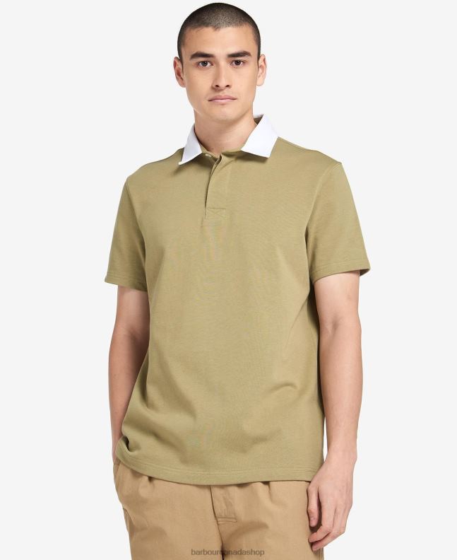 Barbour Clothing Men Bleached Olive Wilson Polo Shirt 2BB2F703