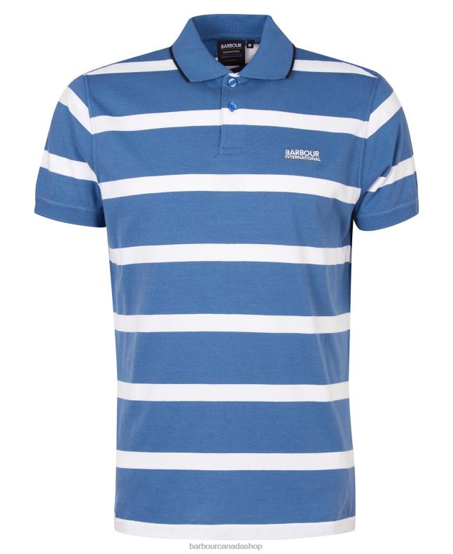 Barbour Clothing Men Blue Horizon/White Cobain Striped Polo Shirt 2BB2F677