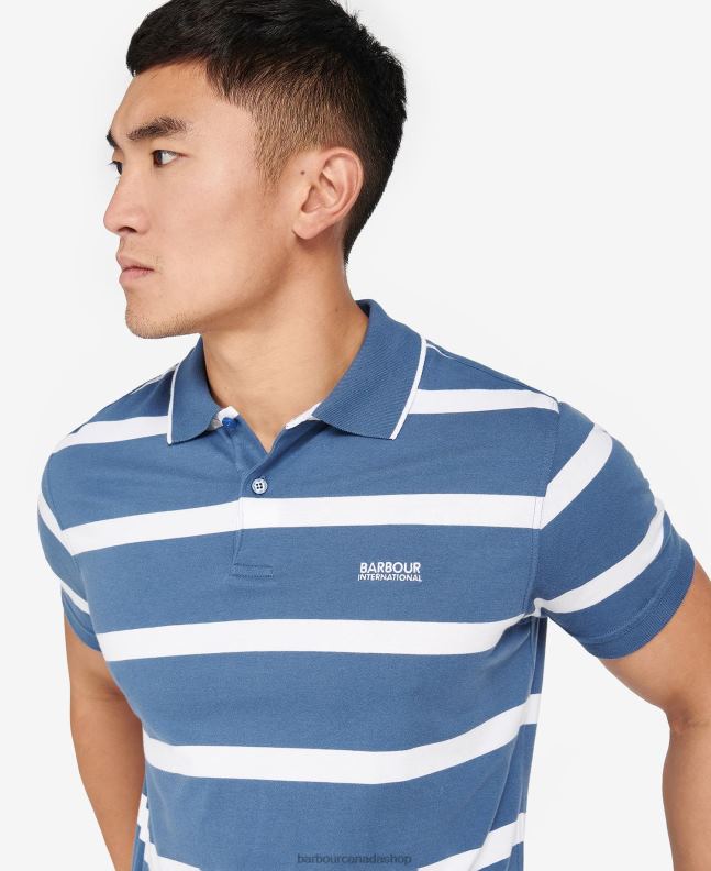 Barbour Clothing Men Blue Horizon/White Cobain Striped Polo Shirt 2BB2F677