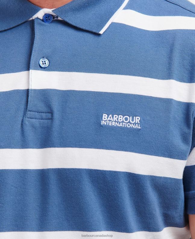 Barbour Clothing Men Blue Horizon/White Cobain Striped Polo Shirt 2BB2F677