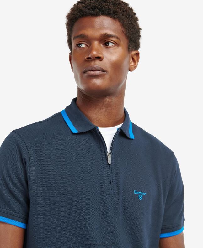 Barbour Clothing Men Classic Navy Beaumont Zip Polo Shirt 2BB2F735