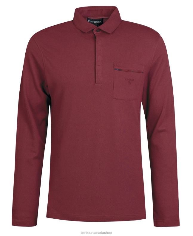 Barbour Clothing Men Dk Bordeaux Adie Long Sleeve Polo Shirt 2BB2F688