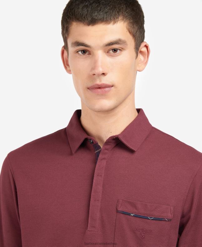 Barbour Clothing Men Dk Bordeaux Adie Long Sleeve Polo Shirt 2BB2F688