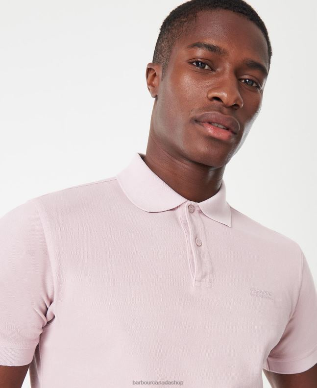 Barbour Clothing Men Dusk Pink Essential Garment Dye Polo Shirt 2BB2F691