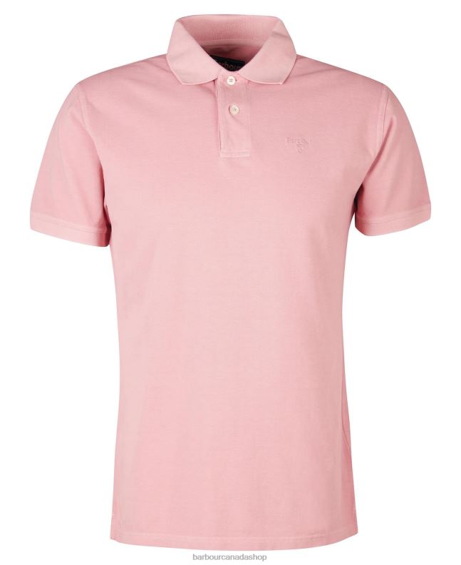 Barbour Clothing Men Pink Salt Wash Sports Polo Shirt 2BB2F548