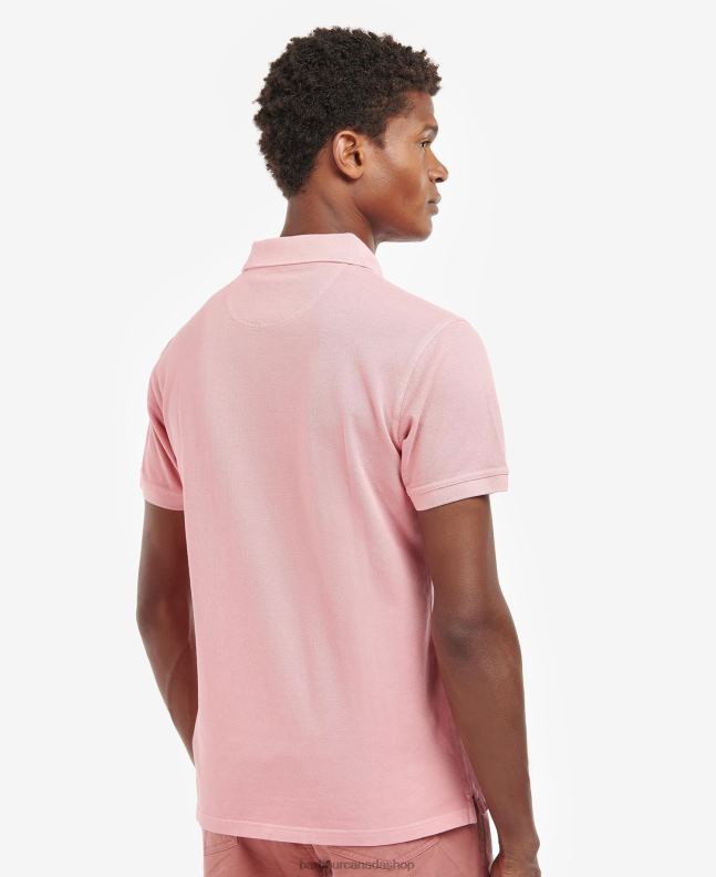 Barbour Clothing Men Pink Salt Wash Sports Polo Shirt 2BB2F548
