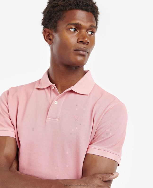 Barbour Clothing Men Pink Salt Wash Sports Polo Shirt 2BB2F548