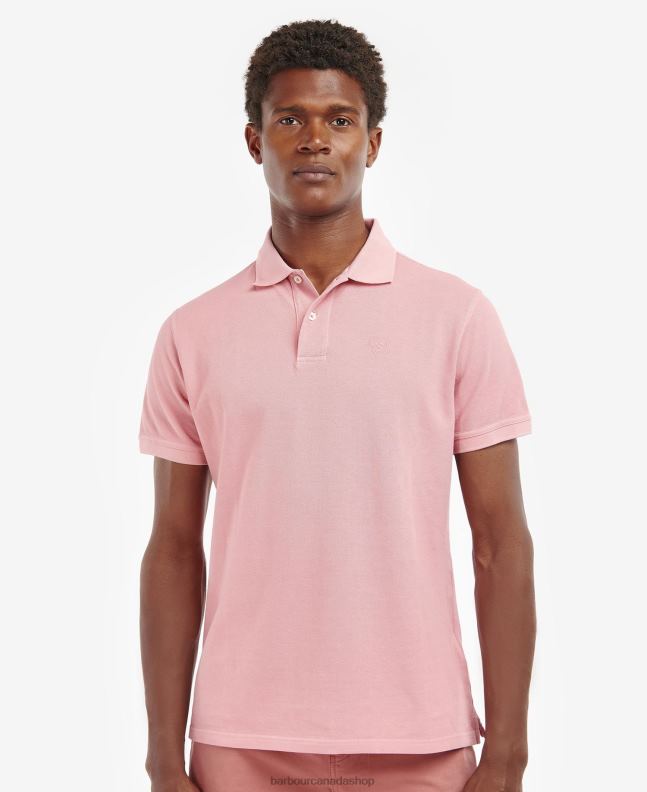 Barbour Clothing Men Pink Salt Wash Sports Polo Shirt 2BB2F548