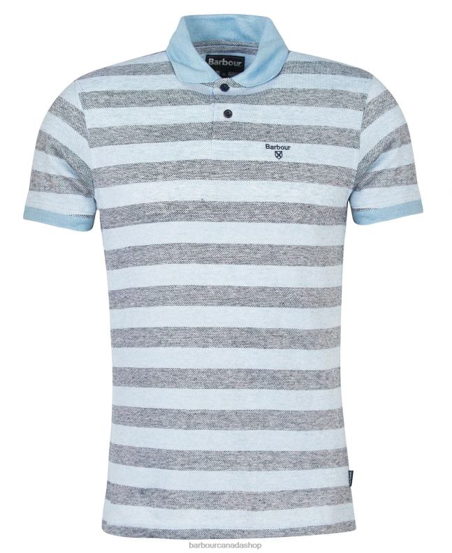 Barbour Clothing Men Powder Blue Thorley Striped Polo Shirt 2BB2F716