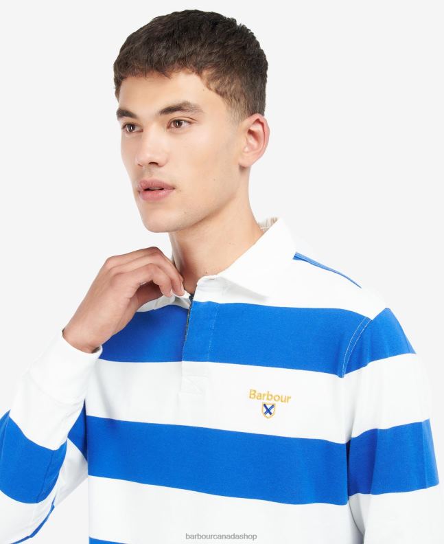 Barbour Clothing Men Whisper White Hollywell Striped Rugby Shirt 2BB2F725