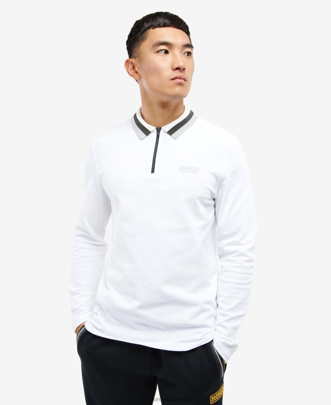 Barbour Clothing Men White Adisham Long Sleeve Polo Shirt 2BB2F741