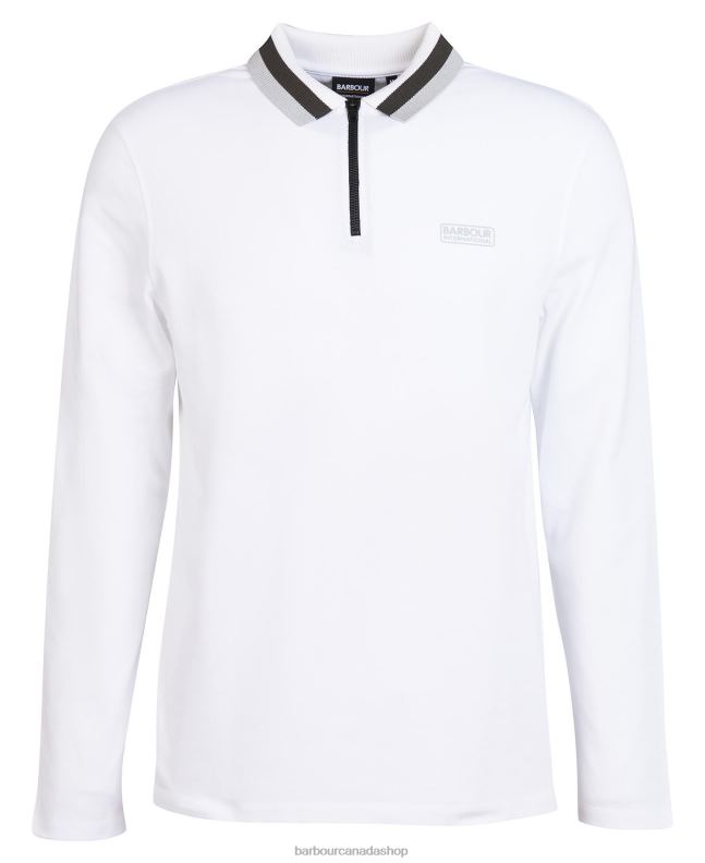 Barbour Clothing Men White Adisham Long Sleeve Polo Shirt 2BB2F741