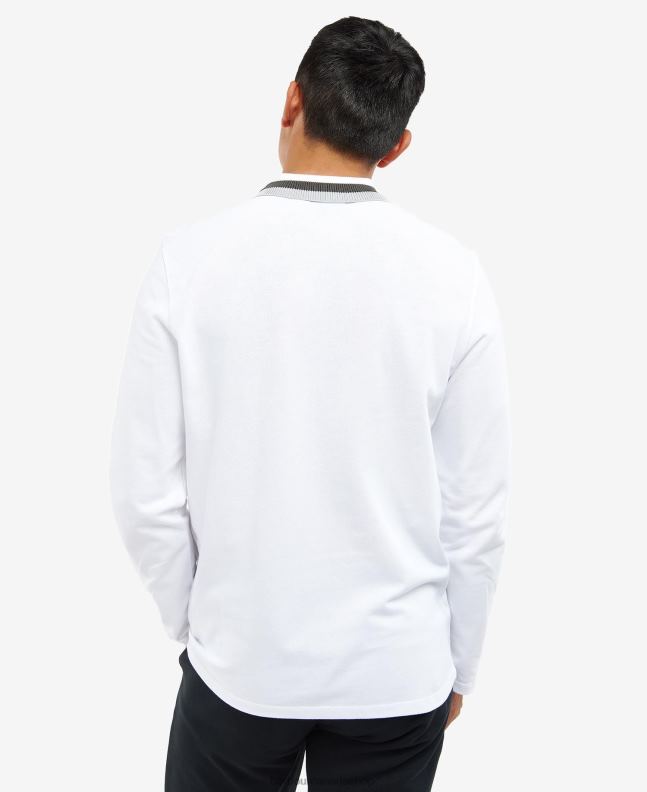 Barbour Clothing Men White Adisham Long Sleeve Polo Shirt 2BB2F741