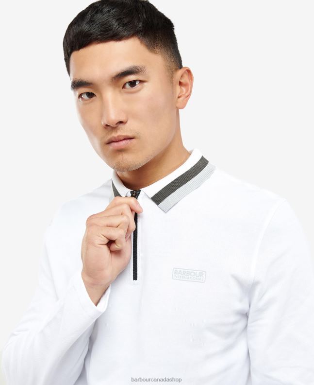 Barbour Clothing Men White Adisham Long Sleeve Polo Shirt 2BB2F741