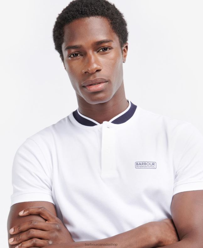 Barbour Clothing Men White/Night Sky Short Sleeve Tipped Sports Colla Polo Shirt 2BB2F683