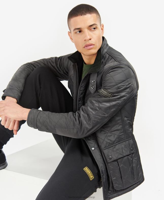 Barbour Clothing Men Charcoal Tourer Ariel Polar Quilted Jacket 2BB2F86