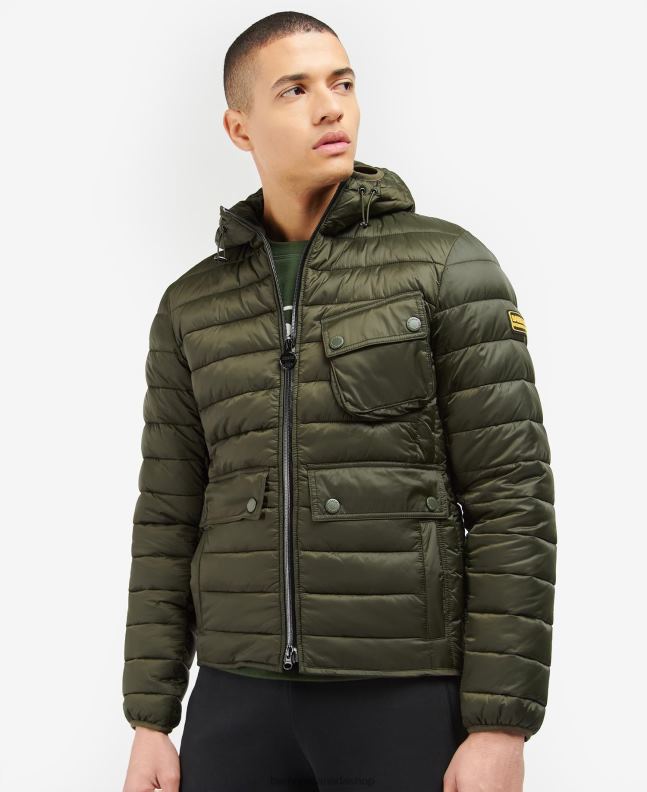 Barbour Clothing Men Sage Racer Ouston Hooded Quilted Jacket 2BB2F115