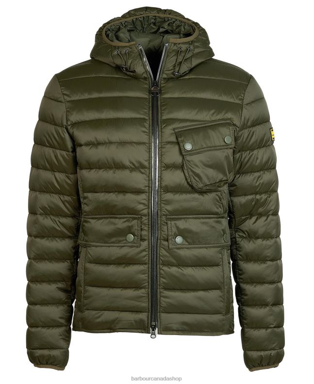 Barbour Clothing Men Sage Racer Ouston Hooded Quilted Jacket 2BB2F115