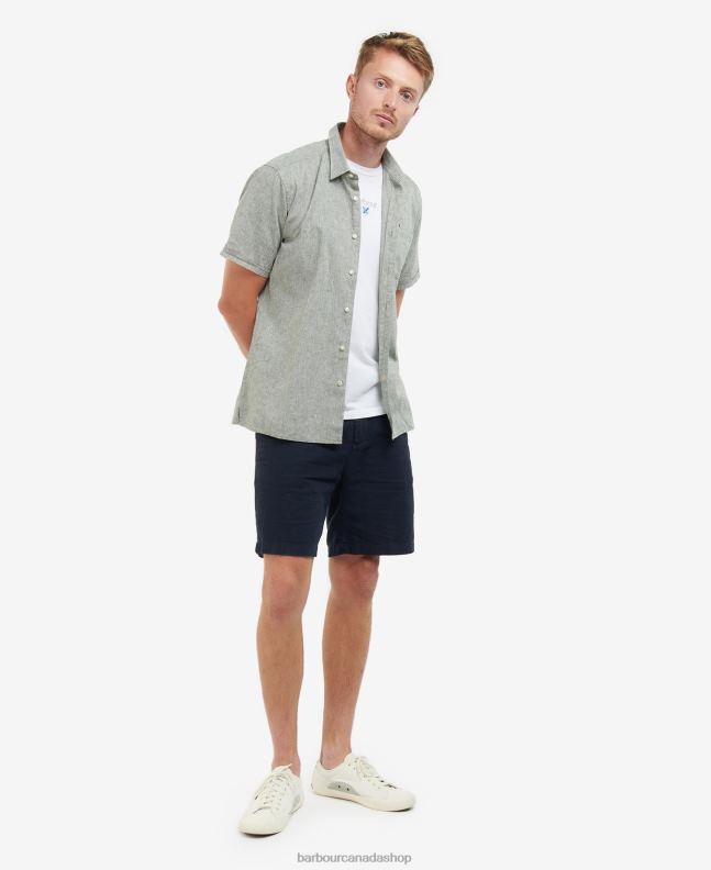 Barbour Clothing Men Bleached Olive Nelson Short Sleeve Summer Shirt 2BB2F291