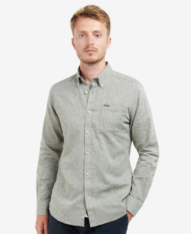 Barbour Clothing Men Bleached Olive Nelson Tailored Shirt 2BB2F299