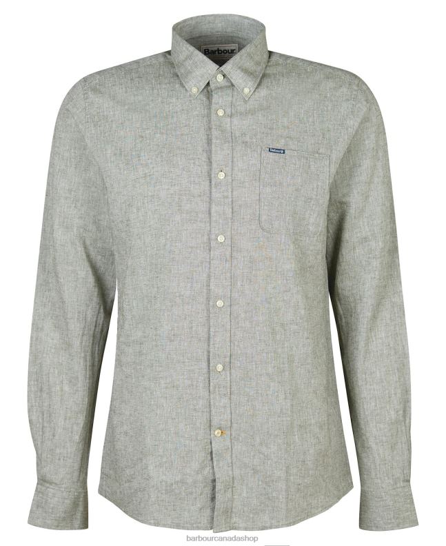 Barbour Clothing Men Bleached Olive Nelson Tailored Shirt 2BB2F299