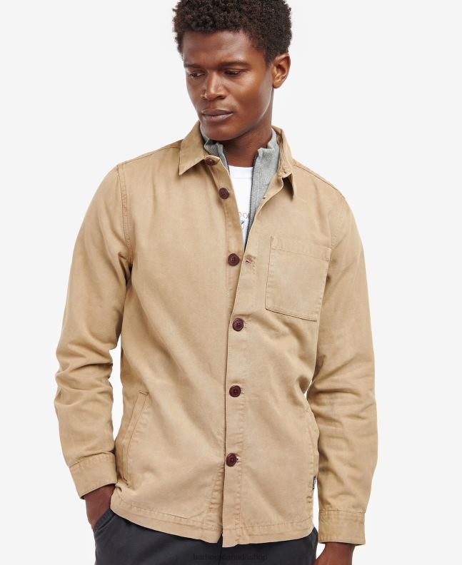 Barbour Clothing Men Bleached Olive Washed Cotton Overshirt 2BB2F296