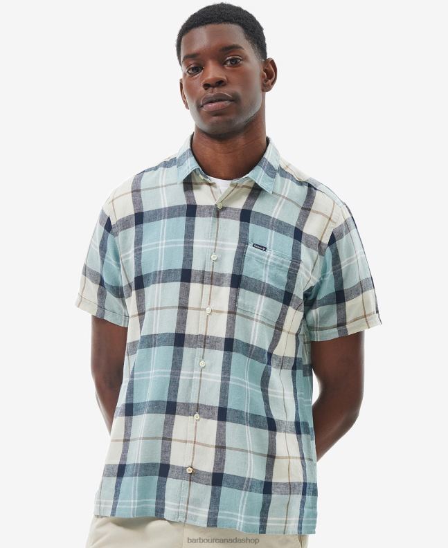 Barbour Clothing Men Blue Chalk Tartan Croft Short Sleeve Summer Shirt 2BB2F289