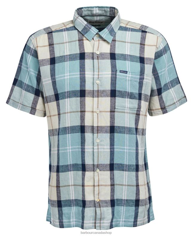 Barbour Clothing Men Blue Chalk Tartan Croft Short Sleeve Summer Shirt 2BB2F289
