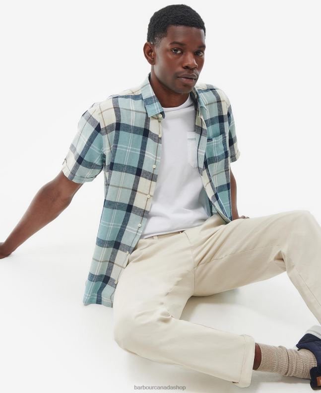 Barbour Clothing Men Blue Chalk Tartan Croft Short Sleeve Summer Shirt 2BB2F289