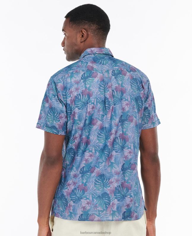 Barbour Clothing Men Chambray Blue Dunford Short Sleeve Summer Shirt 2BB2F330