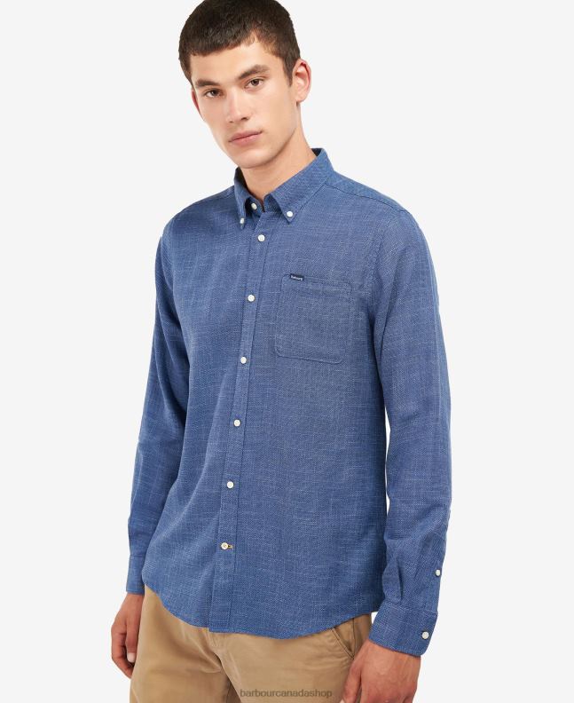 Barbour Clothing Men Denim Blue Ramport Tailored Shirt 2BB2F388