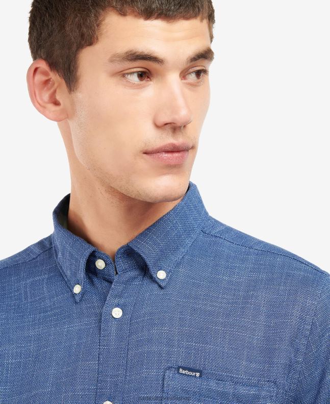 Barbour Clothing Men Denim Blue Ramport Tailored Shirt 2BB2F388